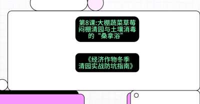 第8节：【大棚蔬菜草莓】闷棚清园与土壤消毒的&ldquo;桑拿浴&rdquo;，课程：《经济作物冬季清园&middot;实战防坑指南》#识农AI